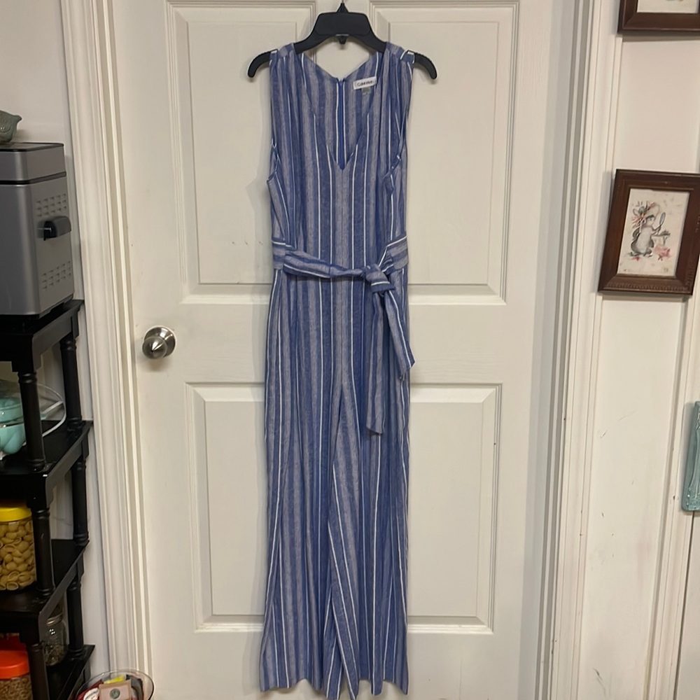 Calvin Klein Chambray Striped Jumpsuit- Size 8